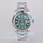ES Factory Swiss Replica Rolex Sky-Dweller Green Dial 904L Dual Time Zone Watch 